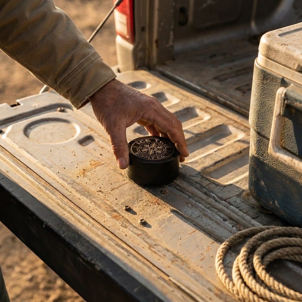 The Ice Tin on a truck tailgate